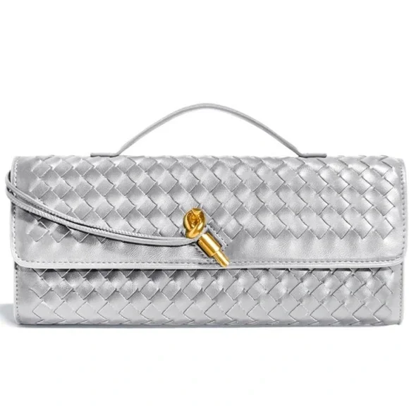 Silver Woven Clutch Bag - Picture 4 of 6